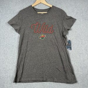 Minnesota Wild T Shirt Womens XL Gray NHL Hockey Script Heathered Logo Gift NEW